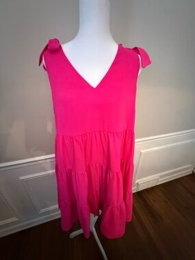 Lilly Pulitzer Hot Pink Tie-Shoulder Summer Dress